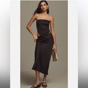 NWT Anthropologie strapless satin top and skirt set